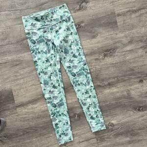 Athleta Girl High Rise Printed Chit Chat Tight Green / Teal Size Large / 12